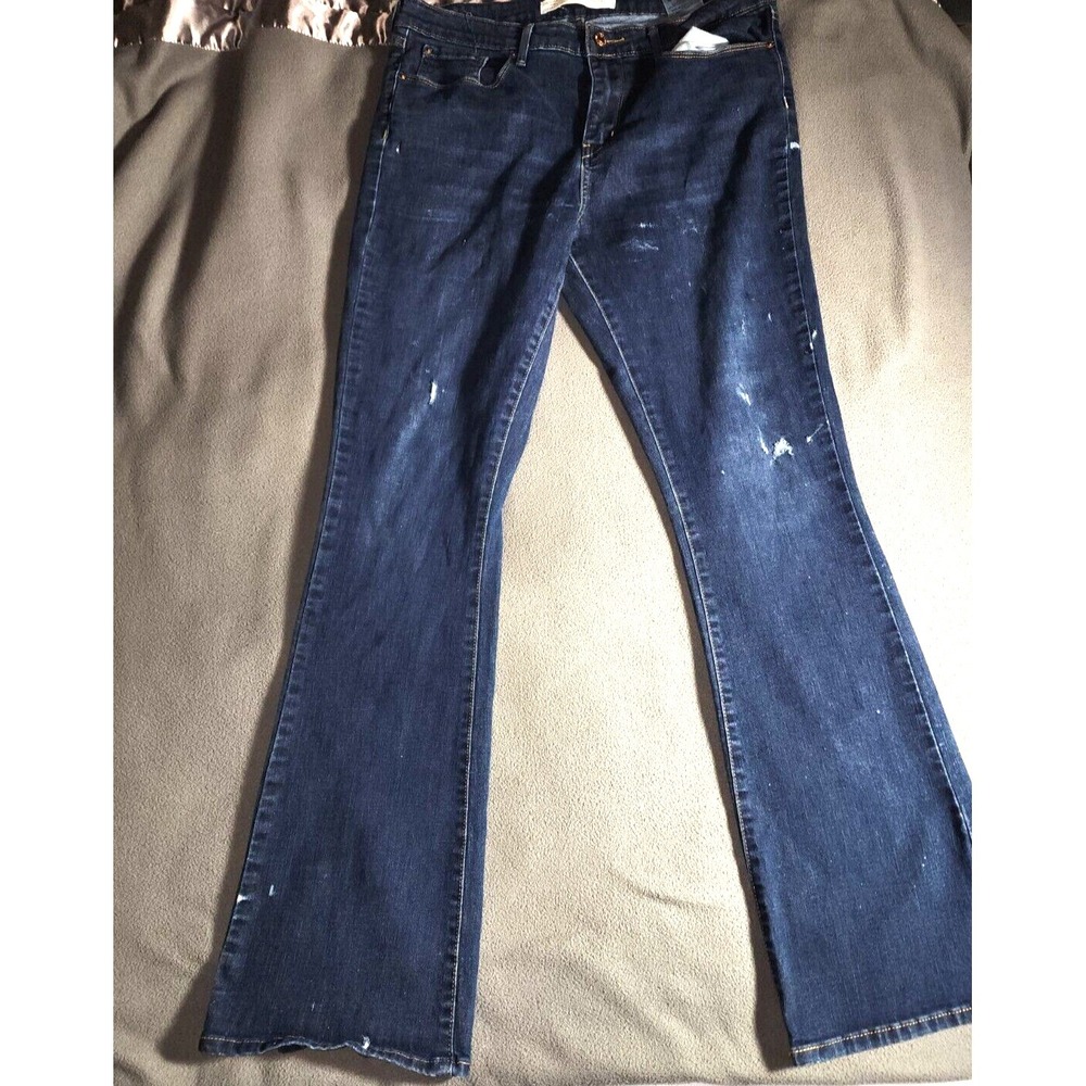 Levi Strauss Signature Pants Womens Size 16L W33 L34 Blue Denim Jeans Distressed